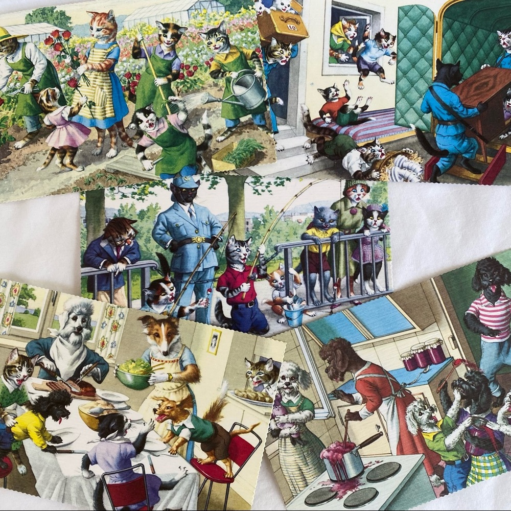 Vintage Postcards. Set of 5 Mainzer Cats/Dogs
